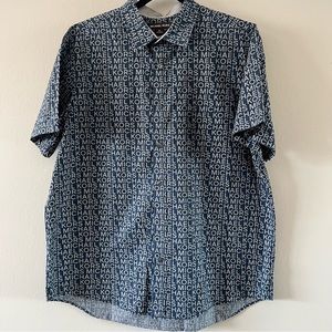 Michael Kors‎ Classic Fit Button Down Monogram Short-Sleeve Shirt
